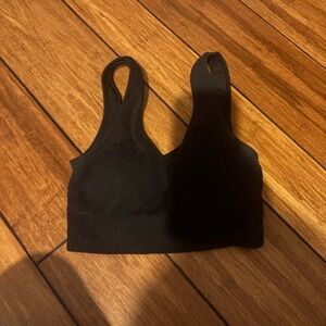 Aerie Black Ribbed Activewear Top